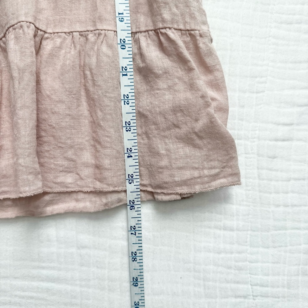 Francesca Bettini 100% linen light pink sleeveless ruffle eyelet top sz Medium - Picture 6 of 11